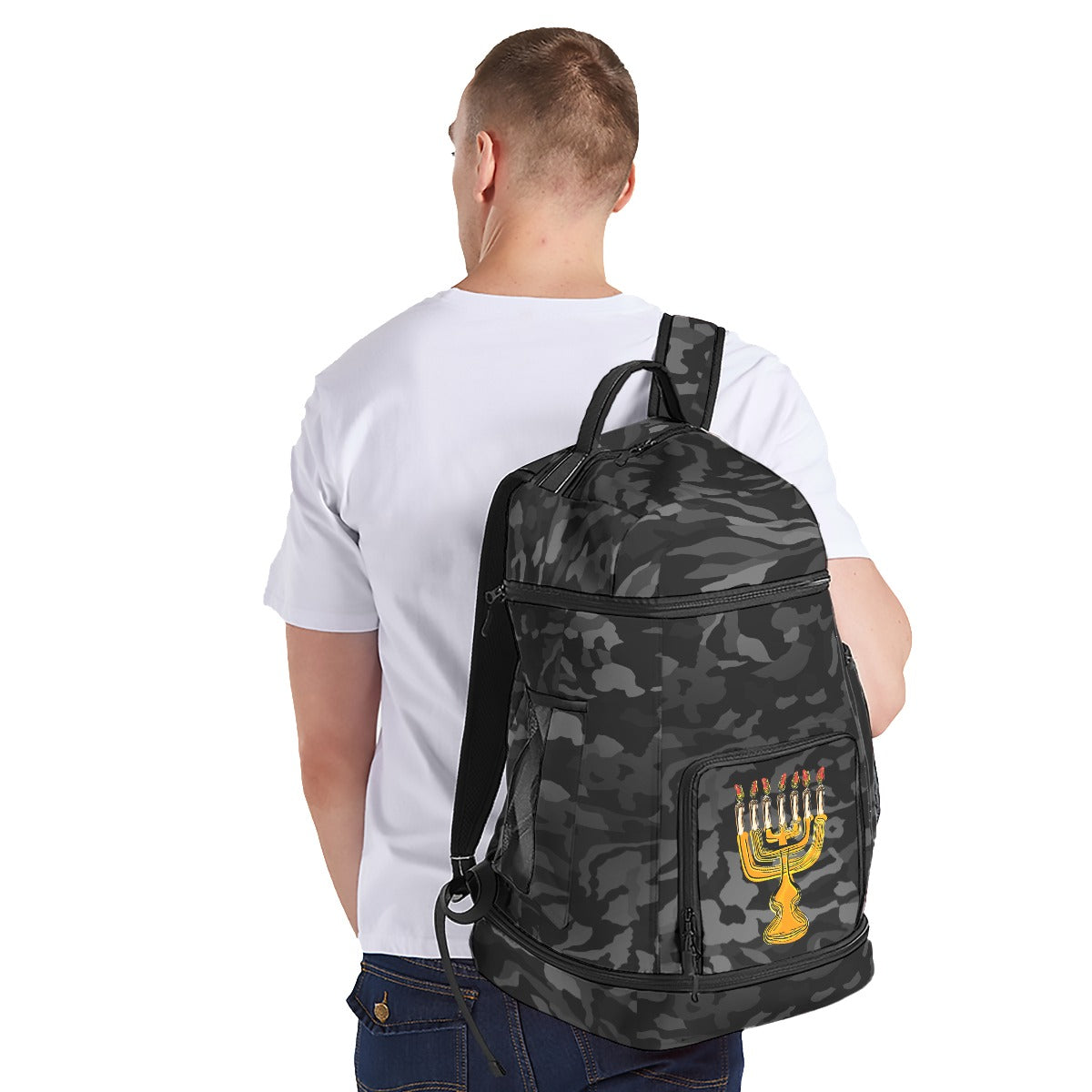 Black Camo Camp Multifunctional Backpack