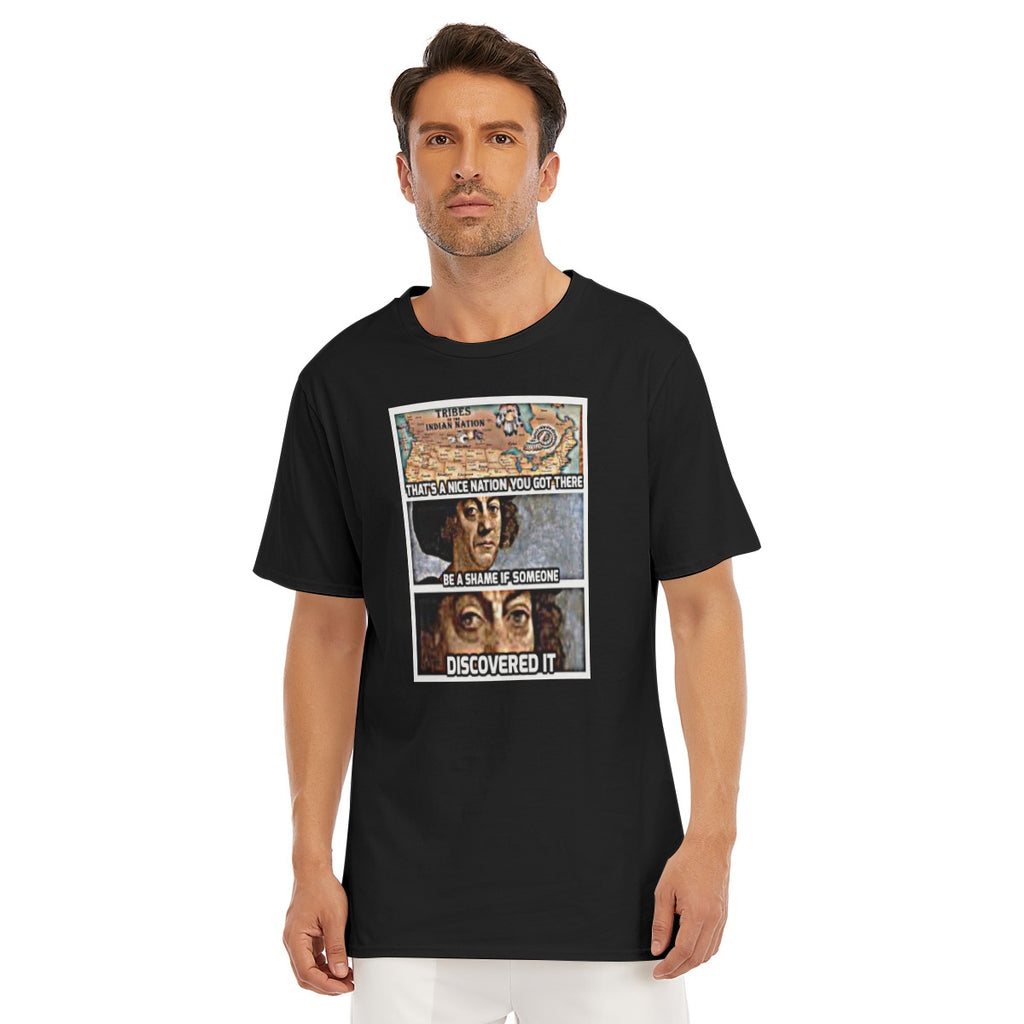 Kristopher Killing Columbus Heavyweight All-Over Print Men's O-Neck T-Shirt | 190GSM Cotton