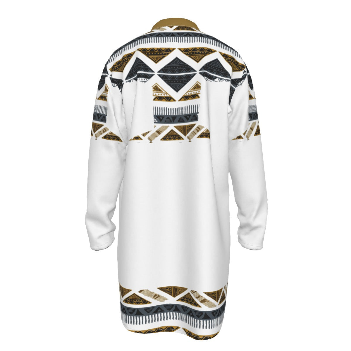 Hebrew Israelite Men's Tribal T-top White All-Over Print Men's Stand-up Collar Long Shirt