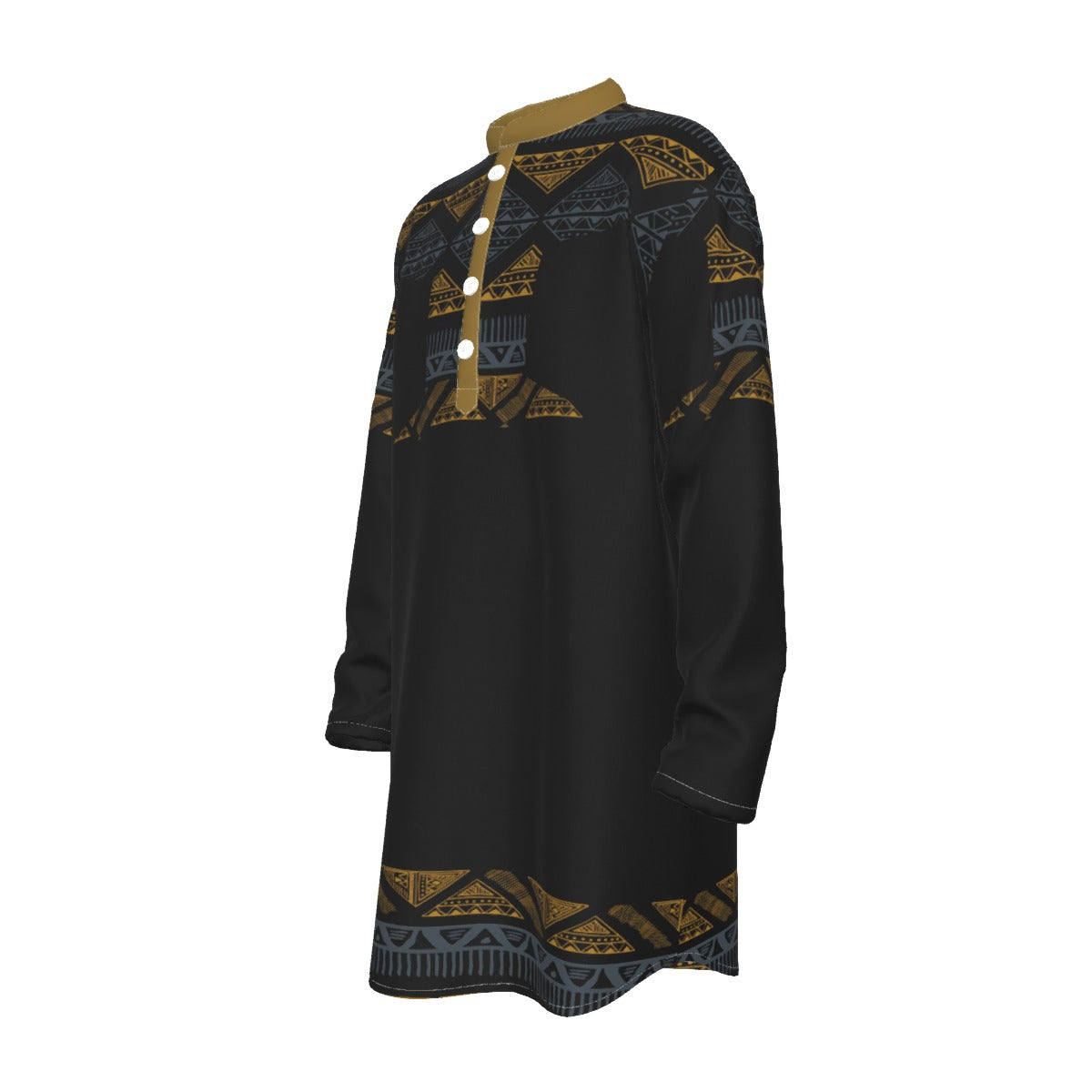 Hebrew Israelite Men's Tribal T-top All-Over Print Men's Stand-up Collar Long Shirt