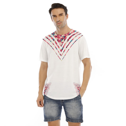 Geometric Passion Fruit All-Over Print Men's Short Sleeve Rounded Hem T-shirt