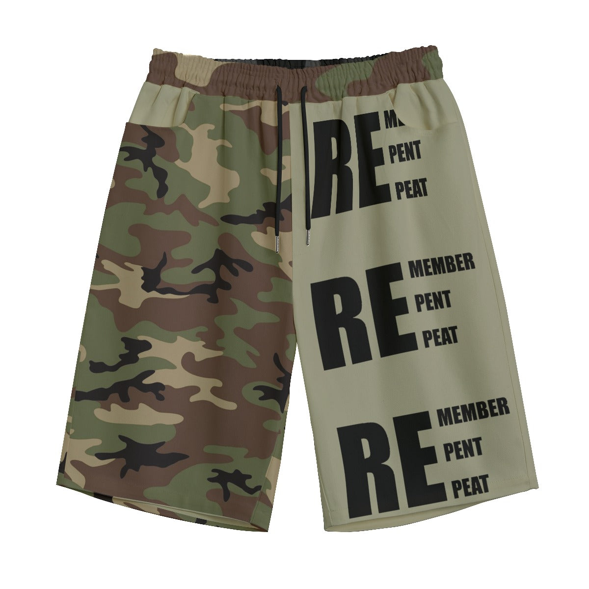 Camo Remember Repent Repeat All-Over Print Unisex Straight Casual Short | 245GSM Cotton
