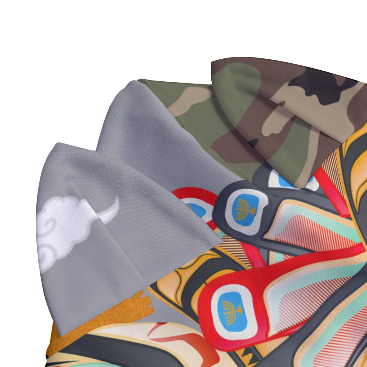 Warrior Mask All-Over Print Unisex Pullover Hoodie With Zipper Closure