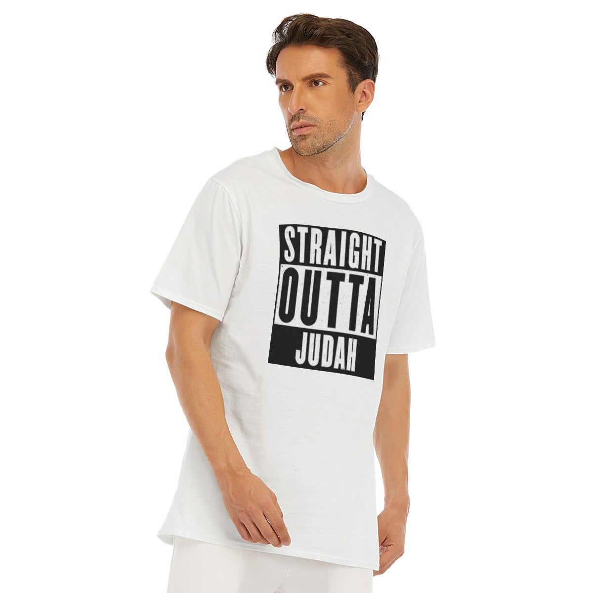 Straight Outta Judah Black Border All-Over Print Men's O-Neck T-Shirt | 190GSM Cotton