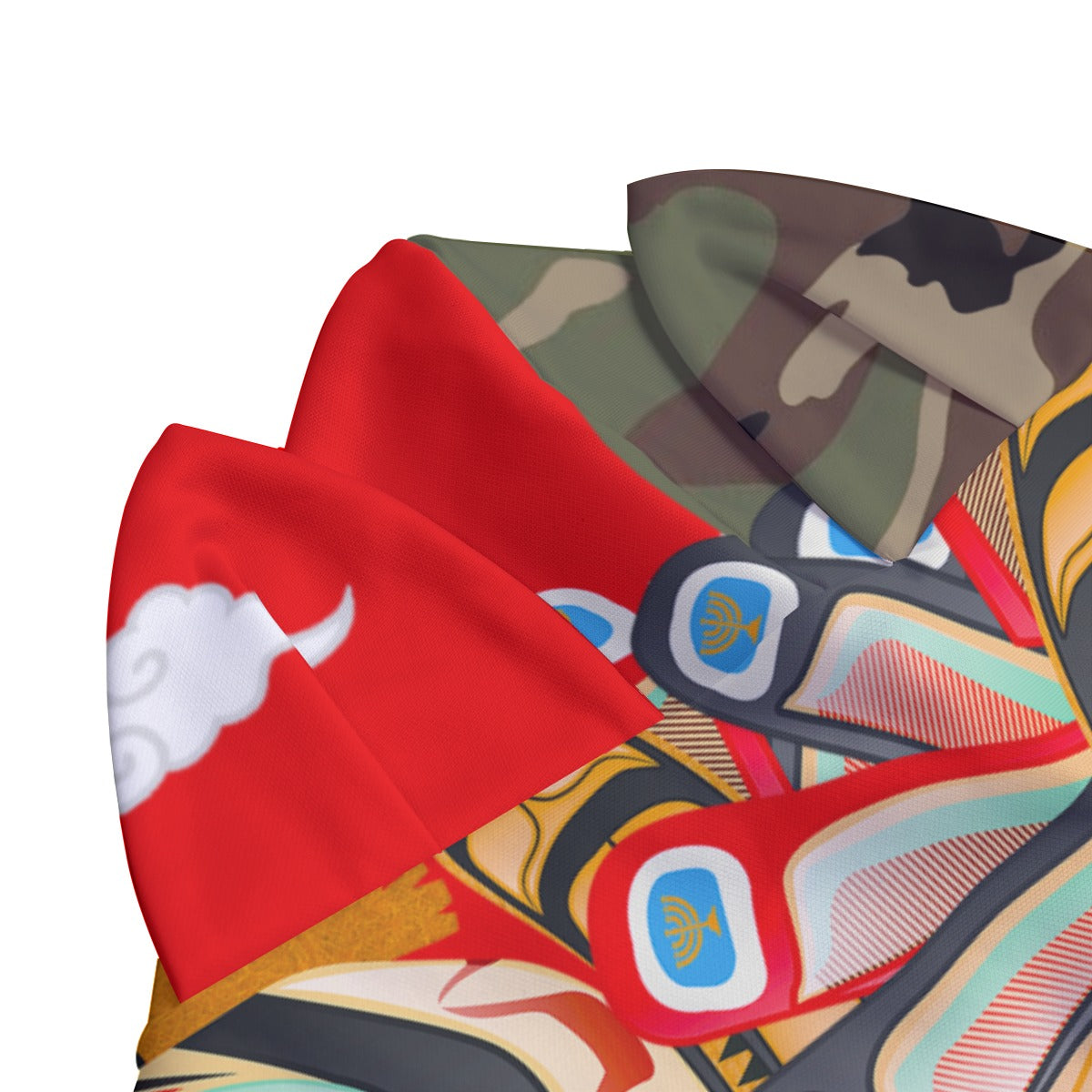 Warrior Mask All-Over Print Unisex Pullover Hoodie With Zipper Closure