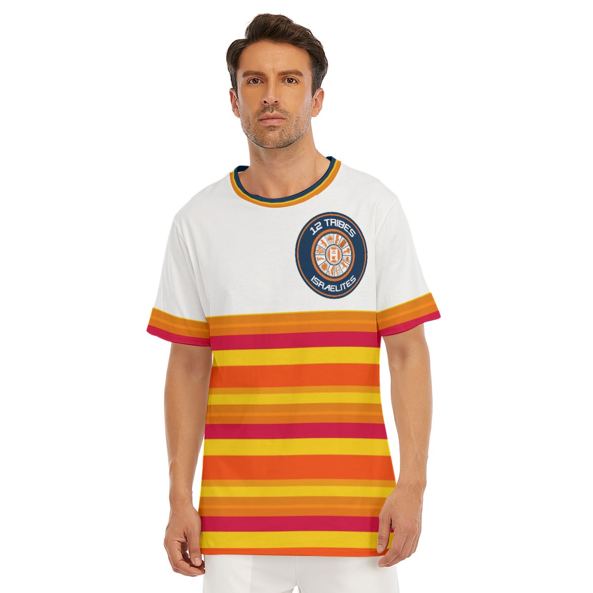 H-Town Official Brand Large Logo White All-Over Print Men's O-Neck T-Shirt | 190GSM Cotton