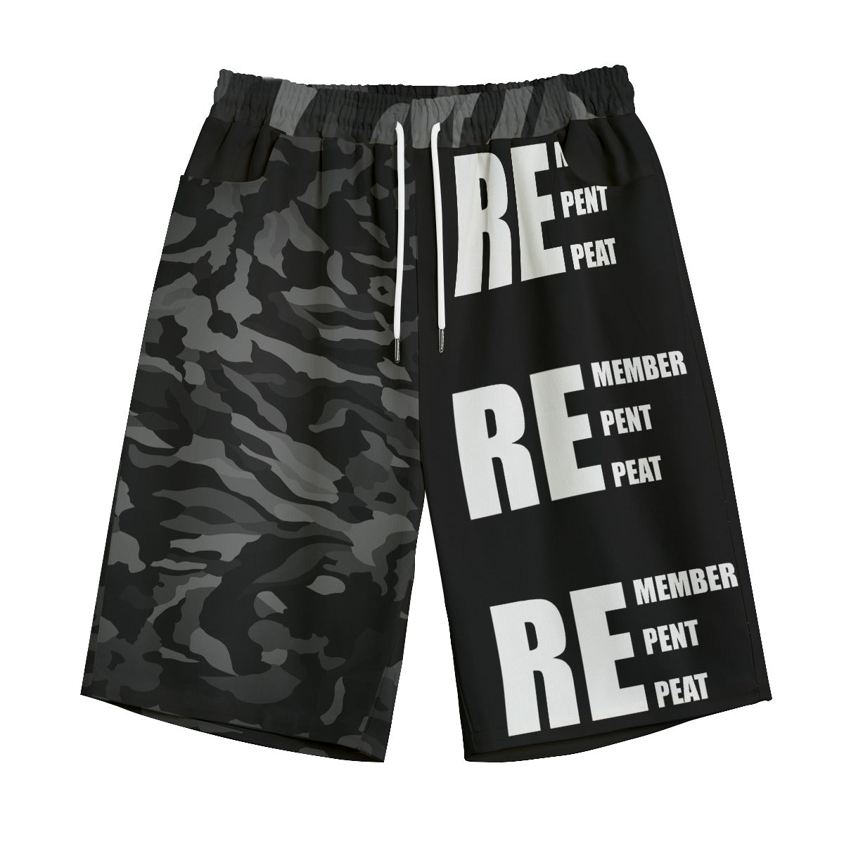 Camo Remember Repent Repeat All-Over Print Unisex Straight Casual Short | 245GSM Cotton