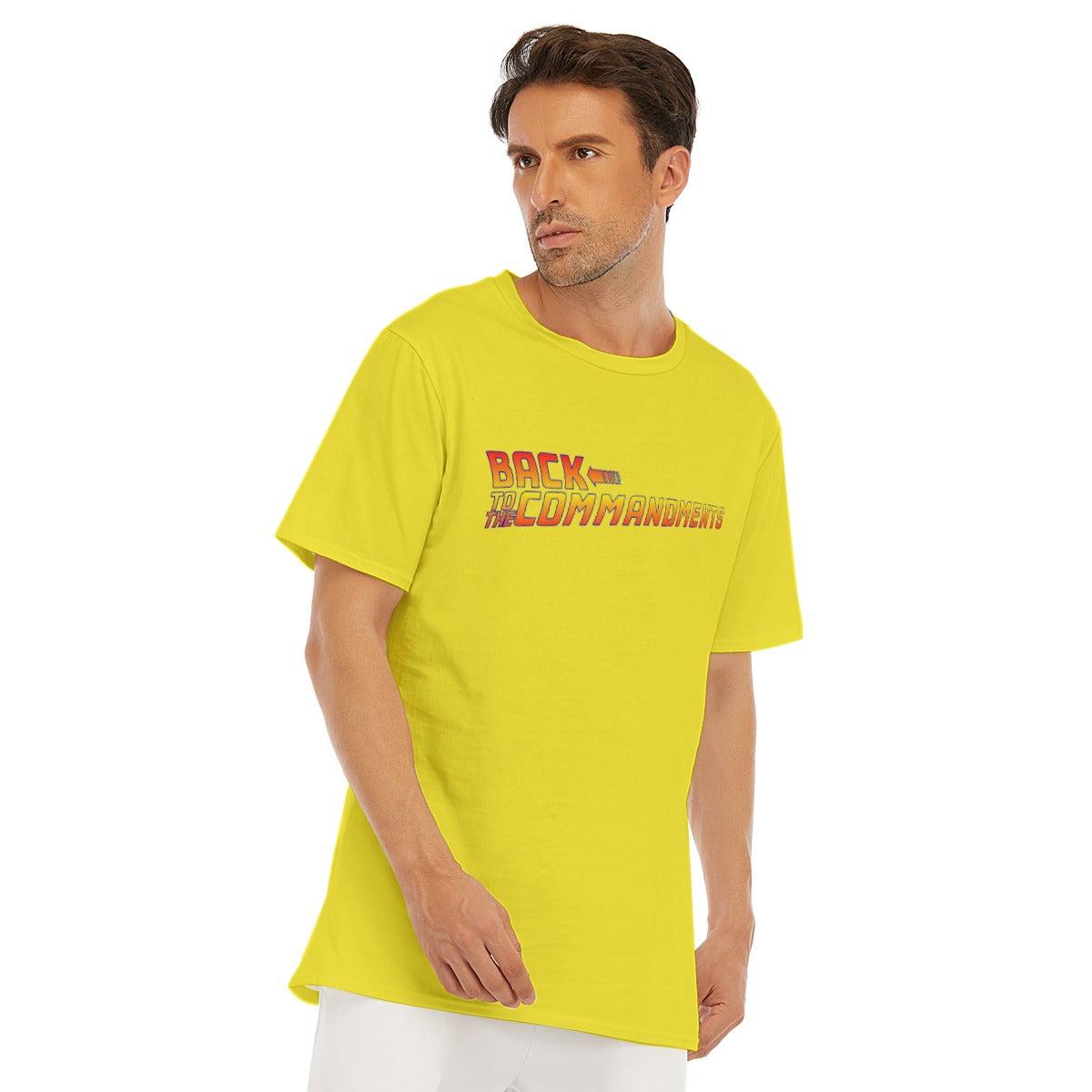 Back To The Commandments Yellow All-Over Print Men's O-Neck T-Shirt | 190GSM Cotton
