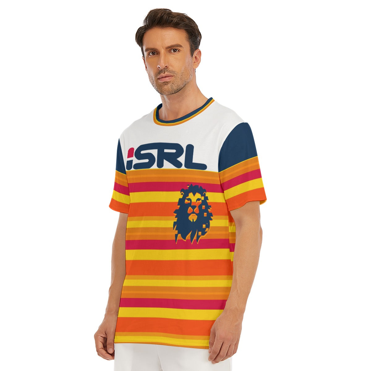 H-Town ISRL Navy Blue All-Over Print Men's O-Neck T-Shirt | 190GSM Cotton