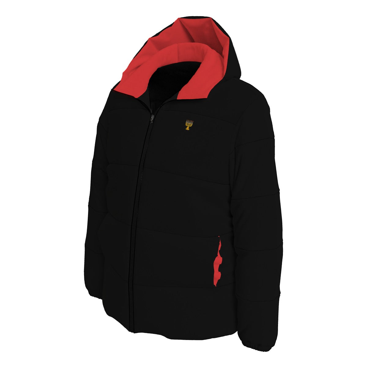 Menorah Black Red All-Over Print Unisex Padded Jacket