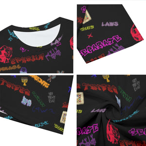 Hebrew Scribbles Black All-Over Print Men's O-Neck T-Shirt | 190GSM Cotton