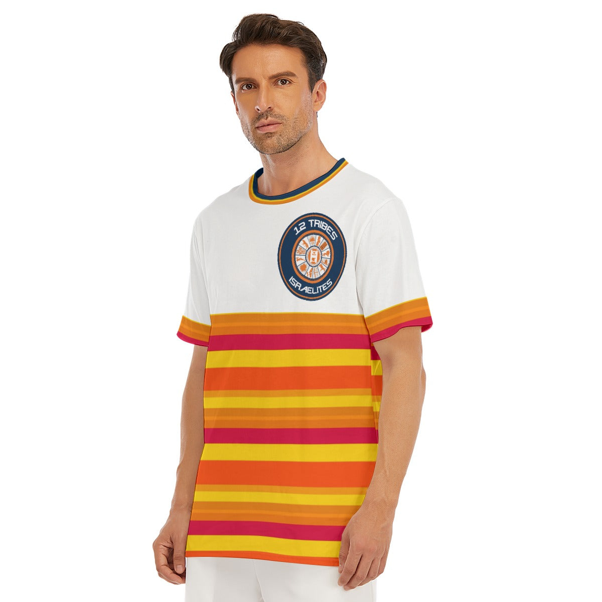 H-Town Official Brand Large Logo White All-Over Print Men's O-Neck T-Shirt | 190GSM Cotton