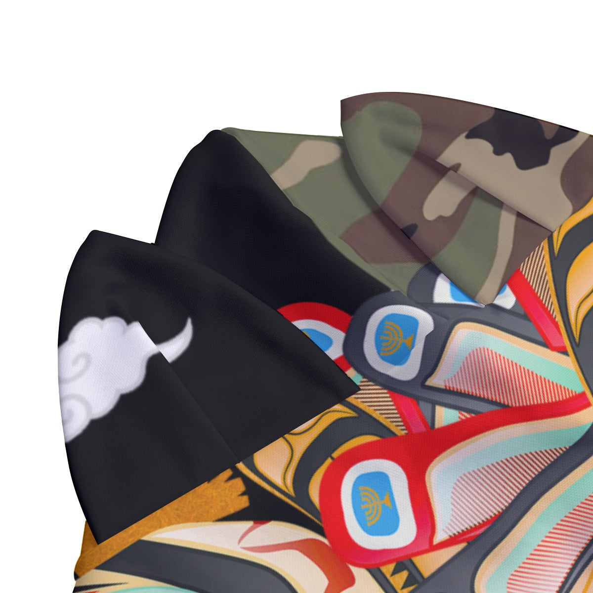 Warrior Mask All-Over Print Unisex Pullover Hoodie With Zipper Closure