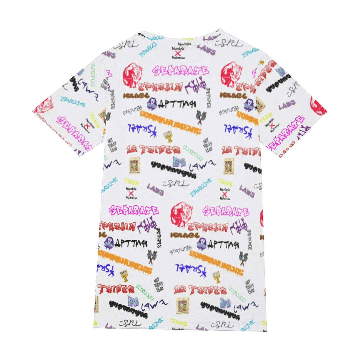 Hebrew Scribble White All-Over Print Men's O-Neck T-Shirt | 190GSM Cotton