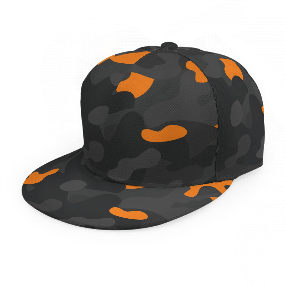 Orange Camouflaged Baseball Cap With Flat Brim