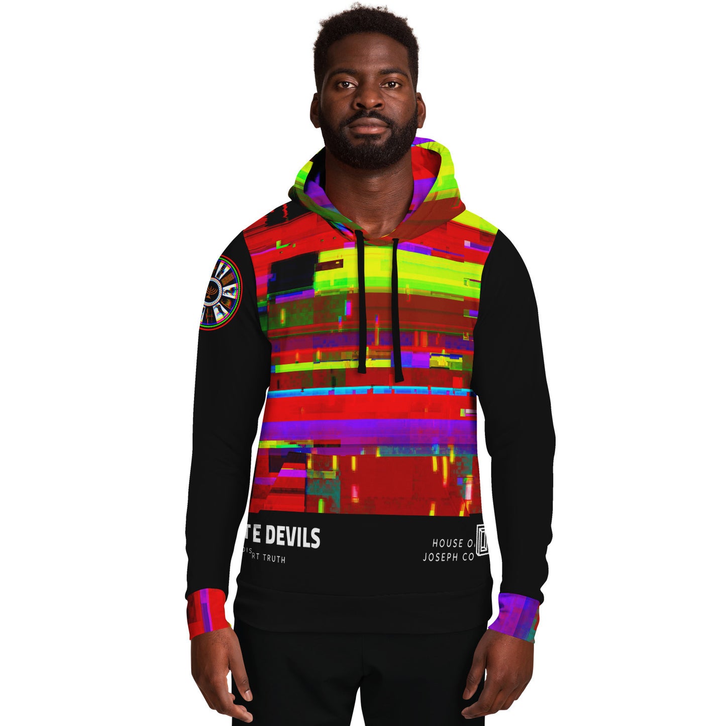 The Devils Distort All Over Black Hoodie With Graphic Art