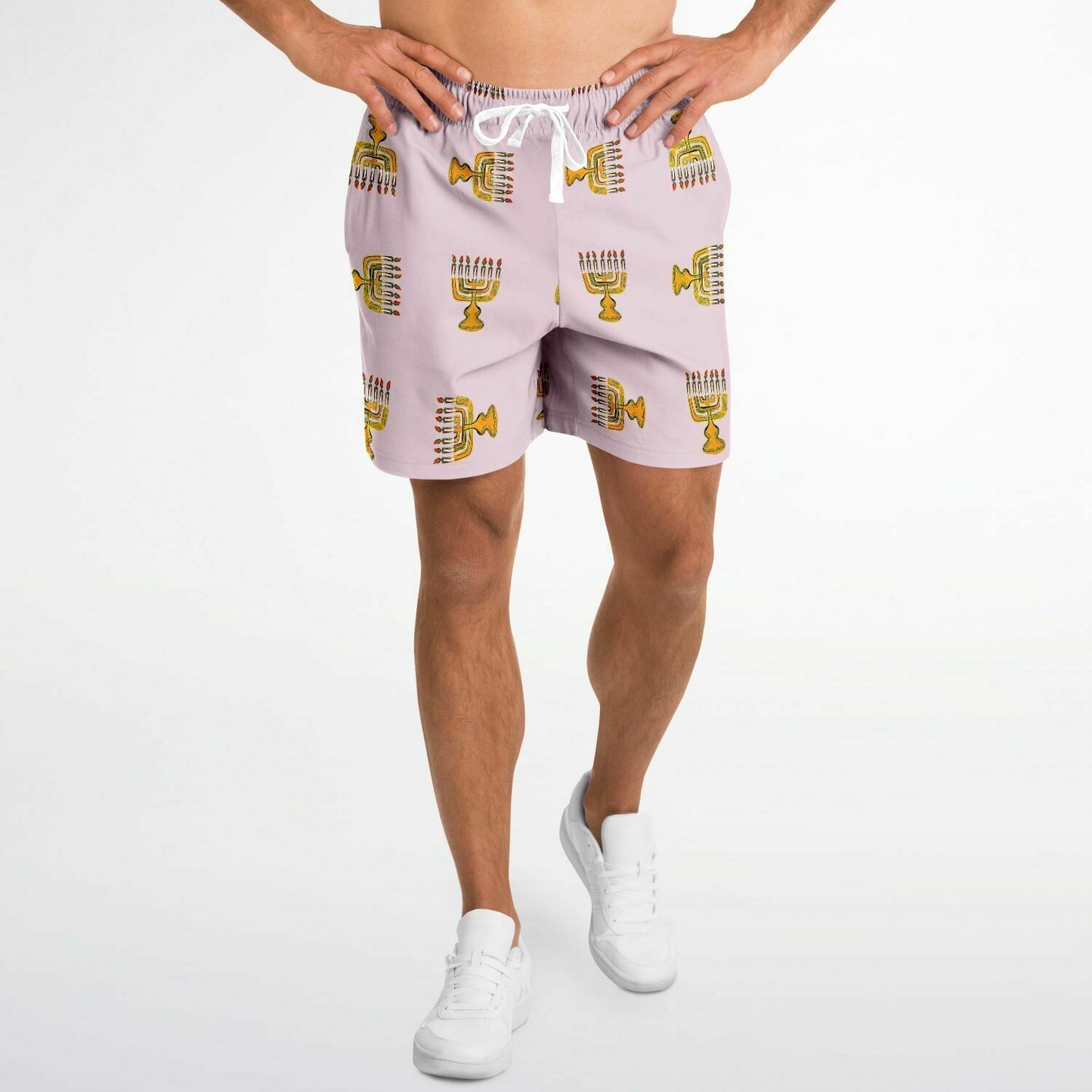 Hebrew Israelite Menorah Pattern Casual Shorts Salmon