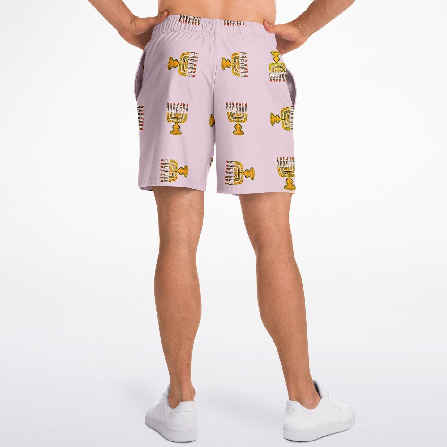 Hebrew Israelite Menorah Pattern Casual Shorts Salmon