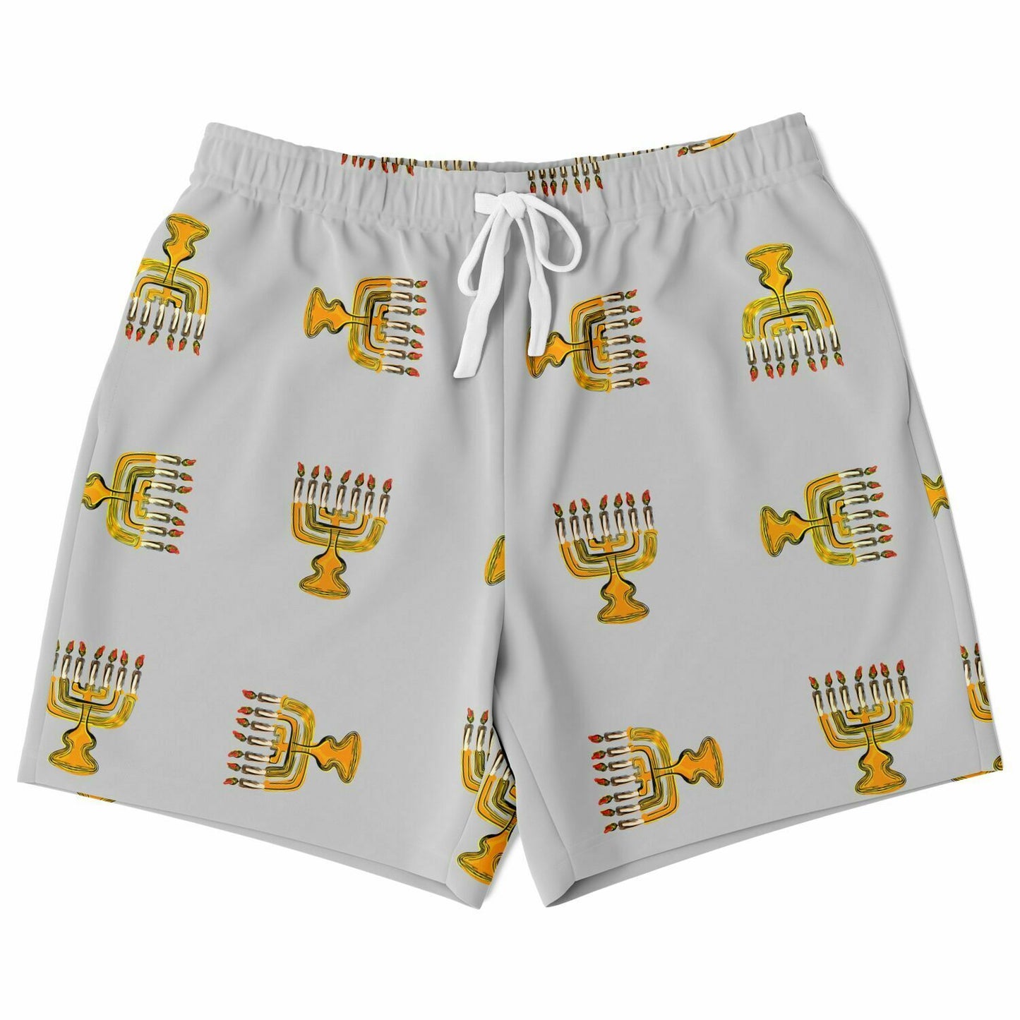 Hebrew Israelite Menorah Pattern Casual Shorts Grey