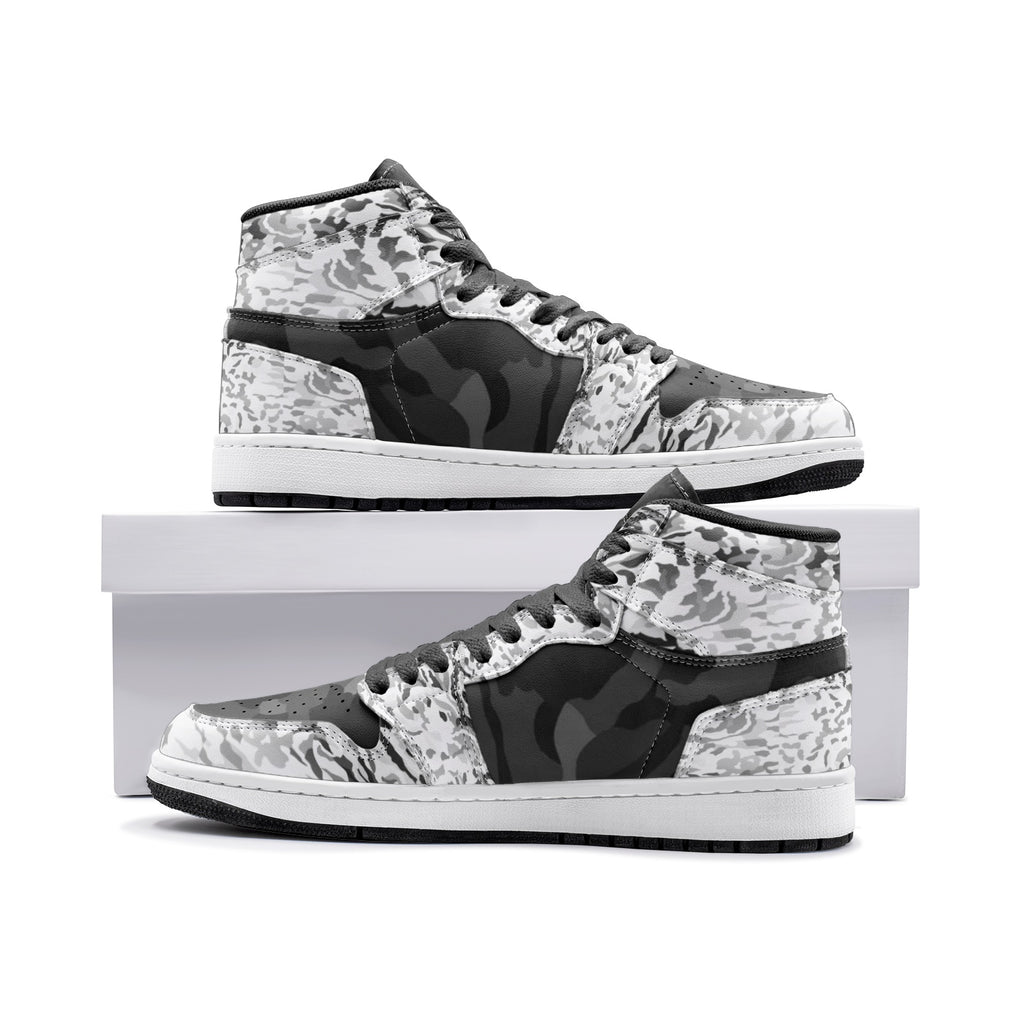 Artic Tundra Camouflaged Unisex Leather Hi-Top Sneaker