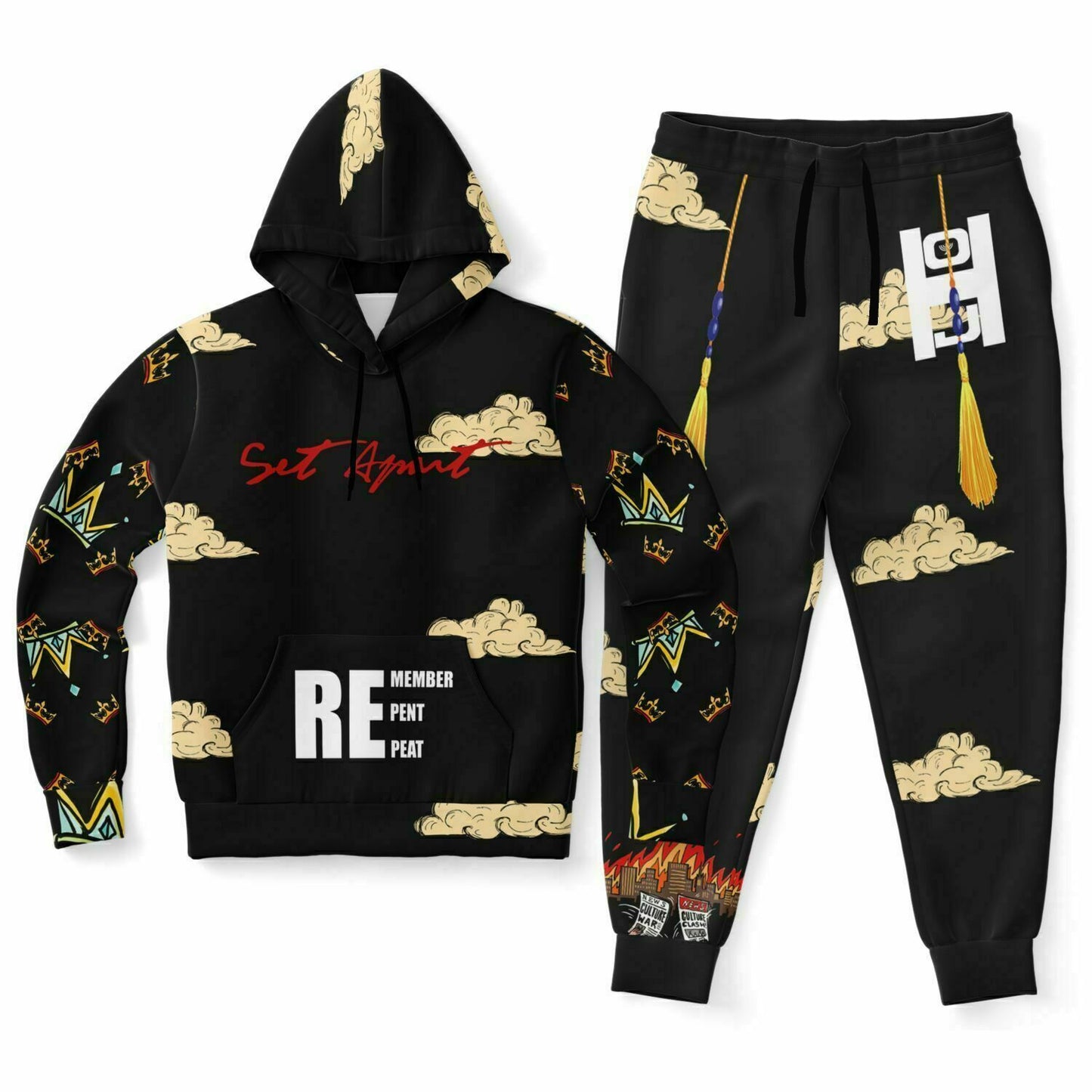 Set Apart Doodle Fashion Hoodie & Jogger Set Black