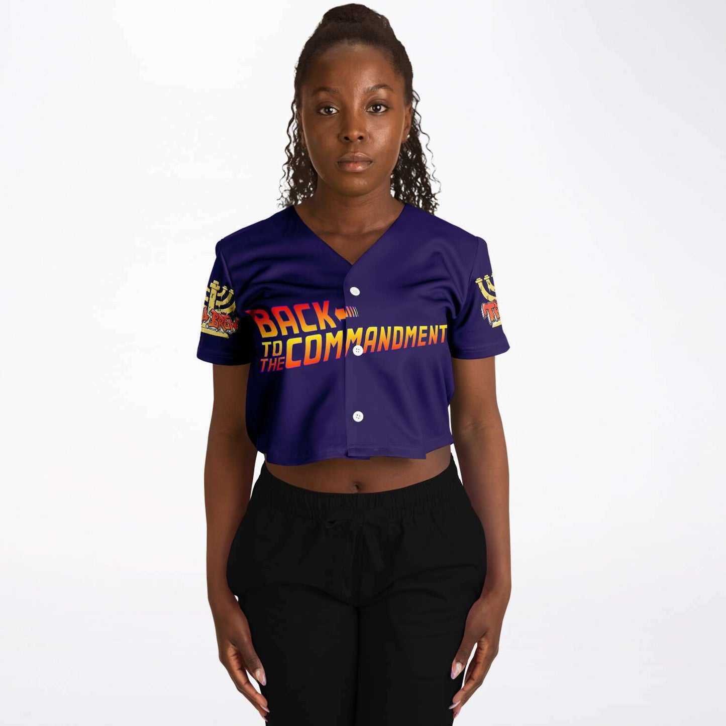 Hebrew Israelite Women's Back To The Commandments Royal Purple Baseball Jersey