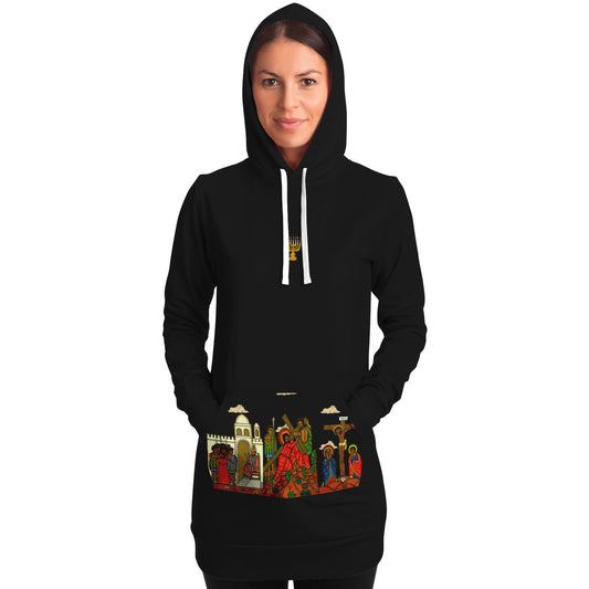 Womens Black Fashion Longline Hoodie