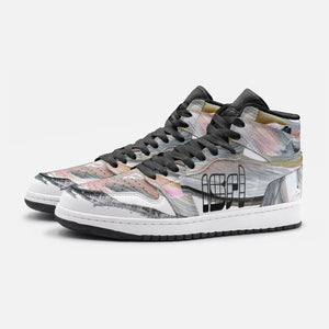 Abstract Unisex High Top Leather Sneaker