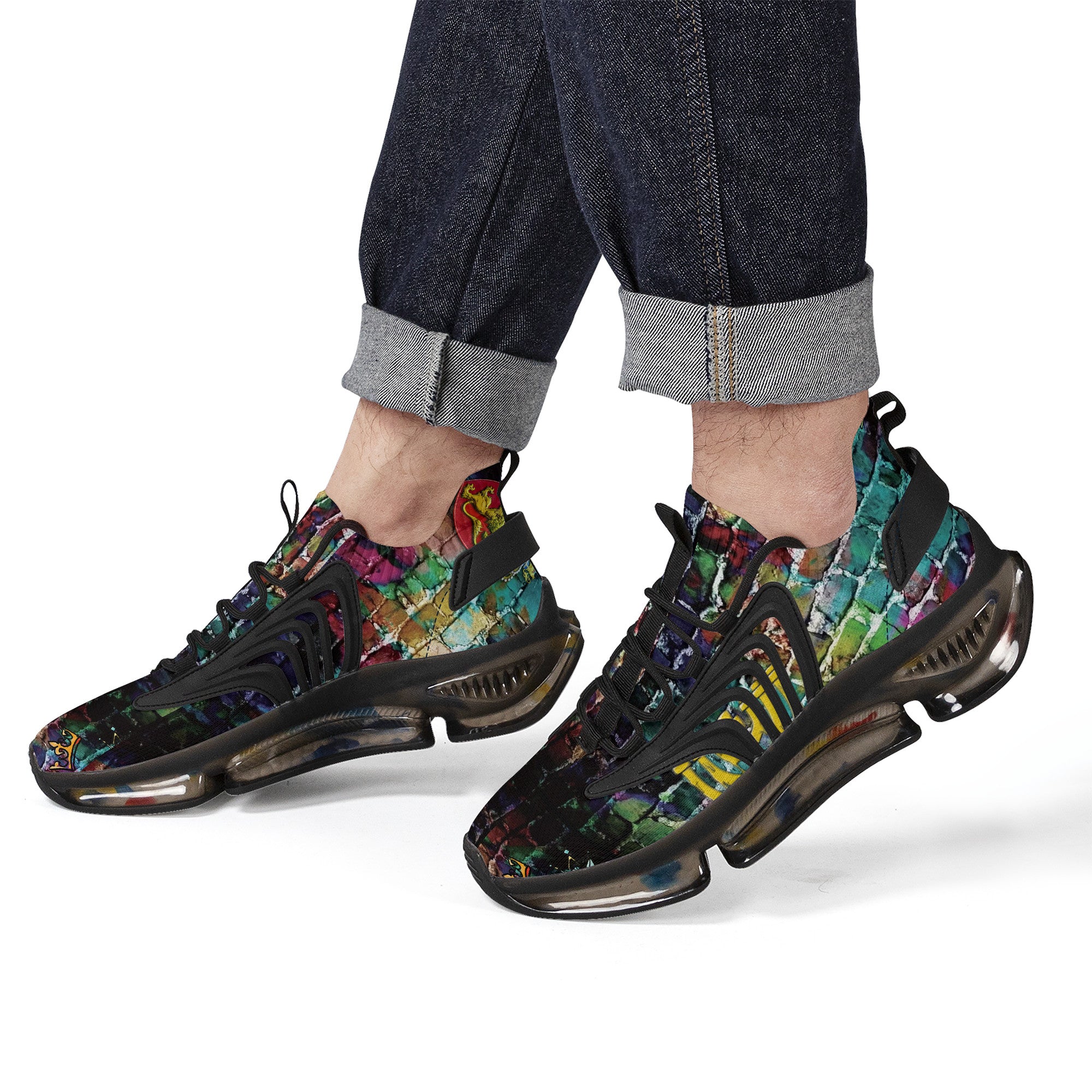 Custom Hebrew Israelite Judah Graffiti Reaction Athletic Sneakers - Black