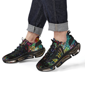 Custom Hebrew Israelite Judah Graffiti Reaction Athletic Sneakers - Black