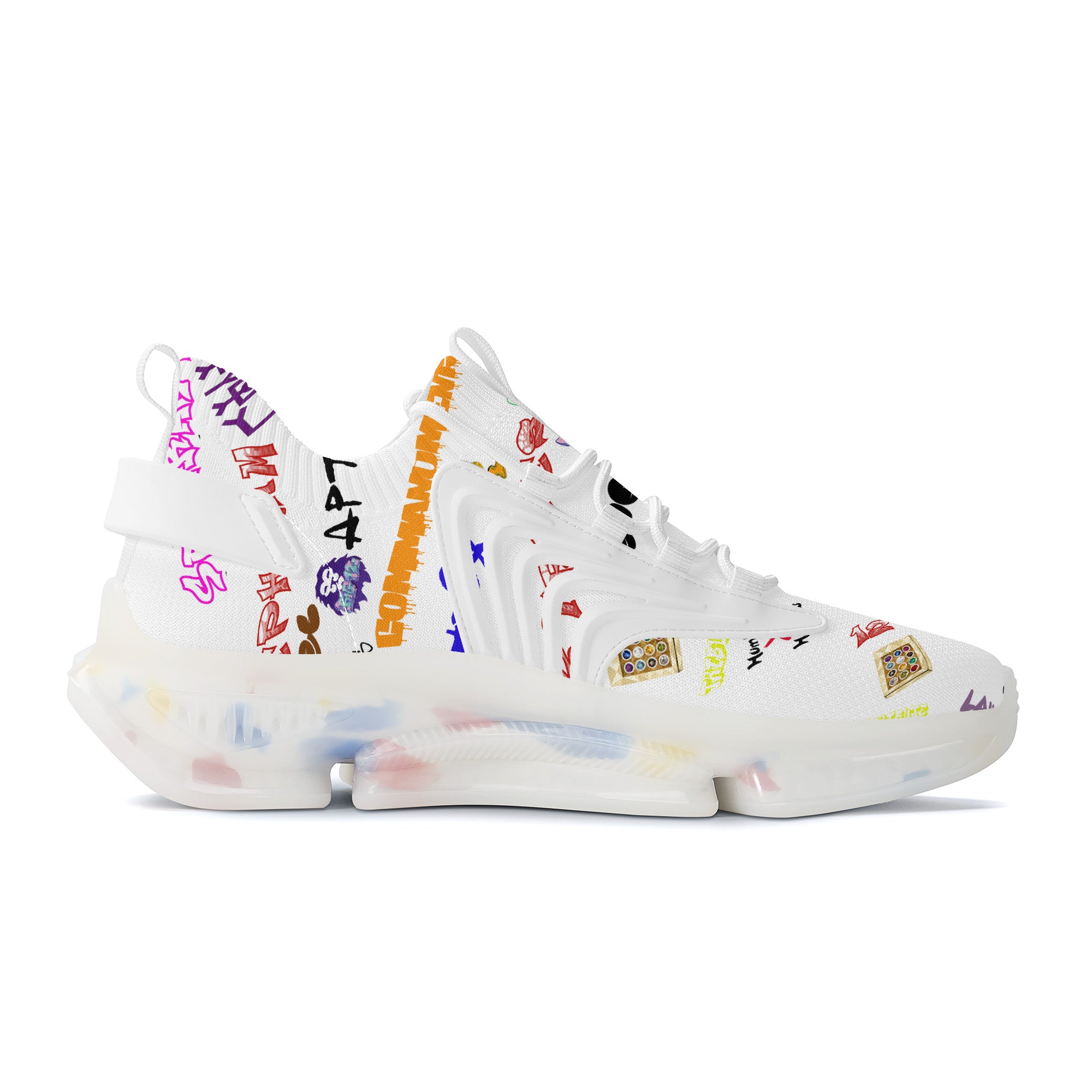 House Of Joseph Co Hebrew Scribbles Reaction Athletic Sneakers White
