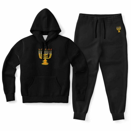 Hebrew Israelite 12 Tribes Of  Israel Black Gold Menorah Hoodie Suit