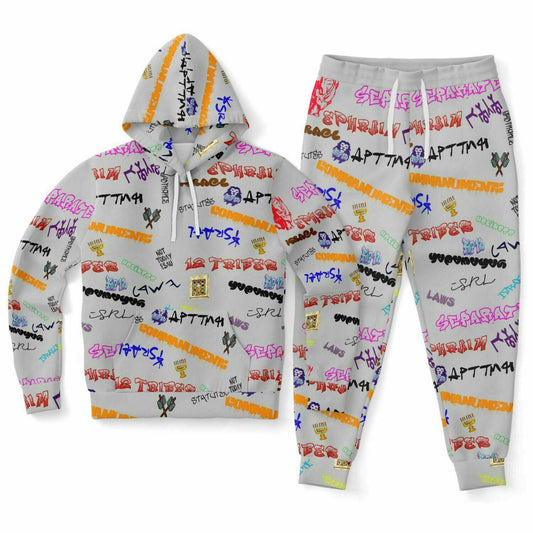 Hebrew Israelite Mens & Womens Hebrew Scribbles Grey Premium Hoodie Sweat Suit