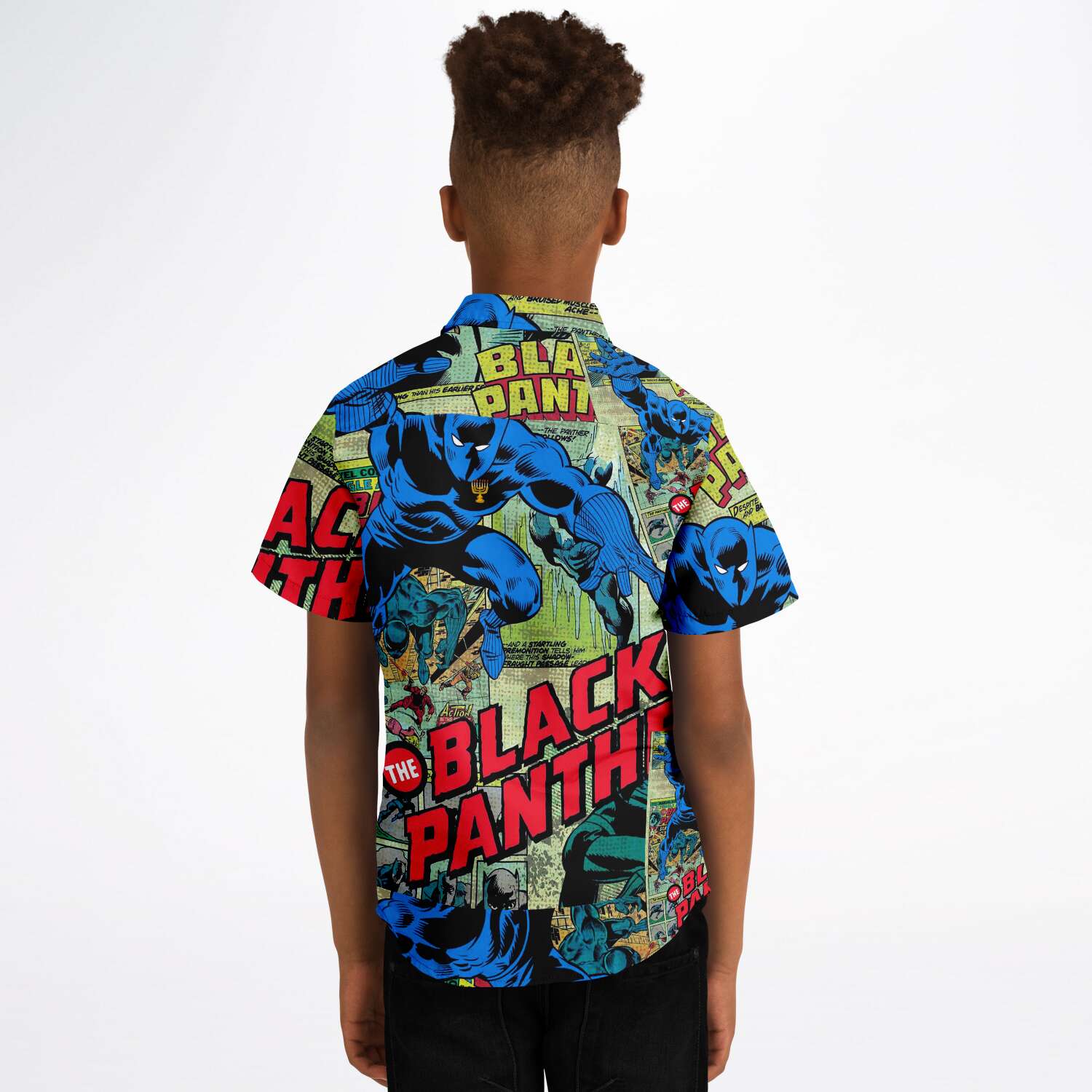 Hebrew BLK Panther Childrens Poplin Button Down