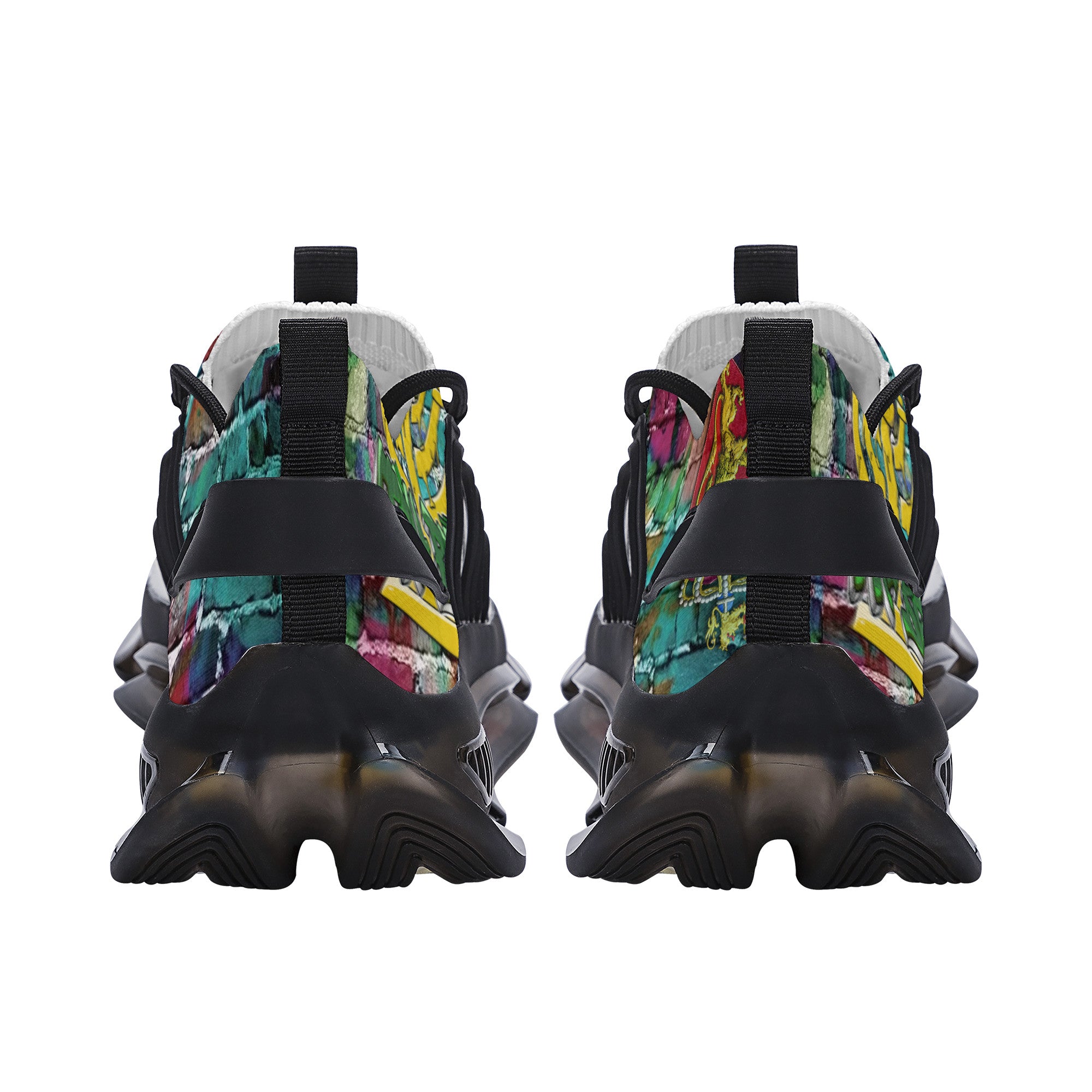 Custom Hebrew Israelite Judah Graffiti Reaction Athletic Sneakers - Black
