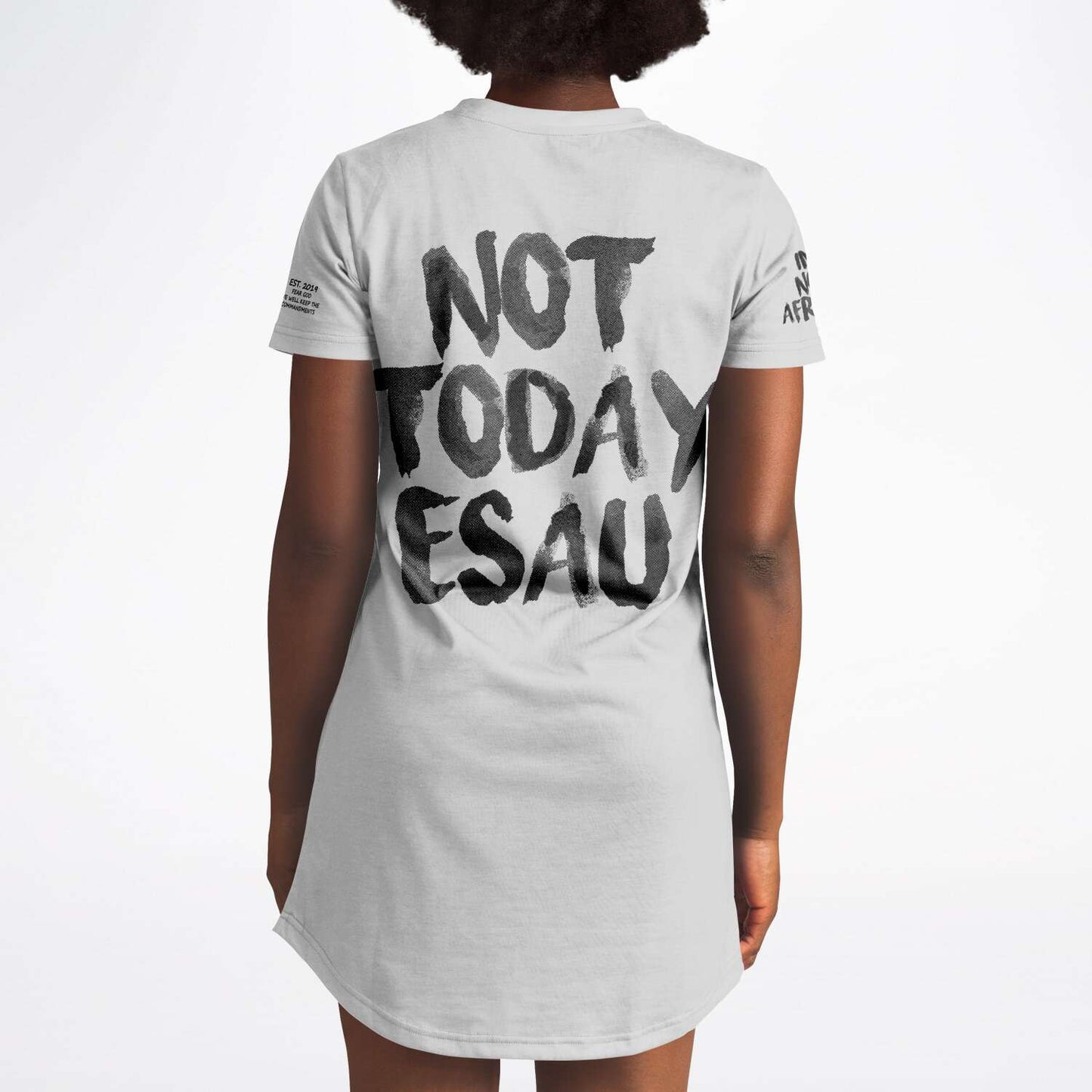 Hebrew Israelite Women's "Not Today Esau" Grey Jersey T-shirt Dress