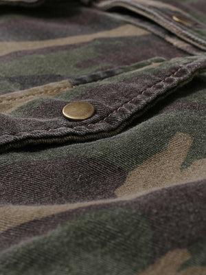 Men's Long Sleeve Camouflage Denim Jacket Outdoor Mountaineering Workwear Top Jacket