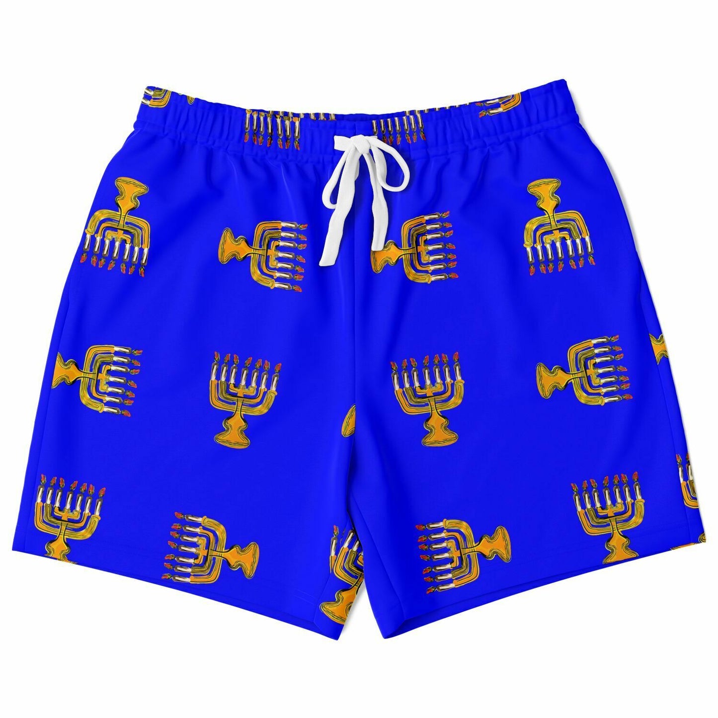 Hebrew Israelite Menorah Pattern Casual Shorts Royal Blue