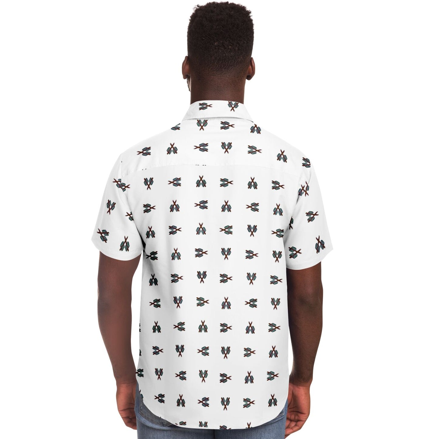 Hebrew Israelite Maccabees Pattern Short Sleeve Poplin Polo White