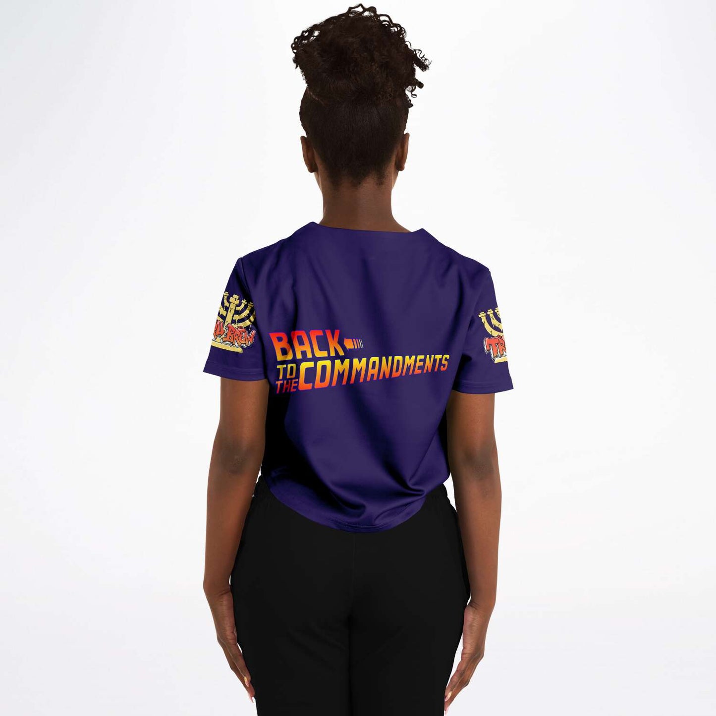 Hebrew Israelite Women's Back To The Commandments Royal Purple Baseball Jersey