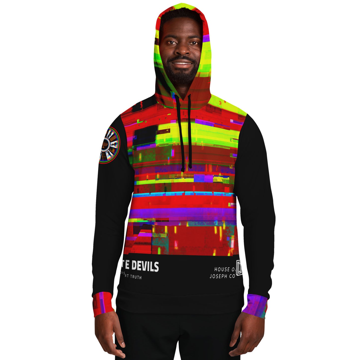 The Devils Distort All Over Black Hoodie With Graphic Art