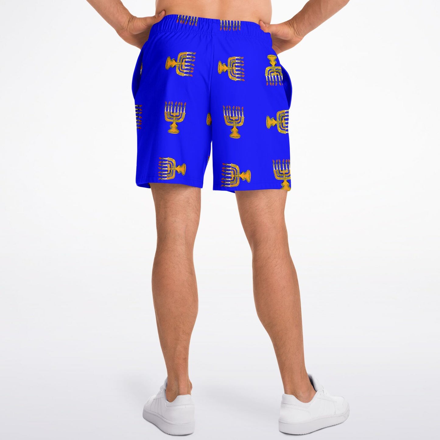 Hebrew Israelite Menorah Pattern Casual Shorts Royal Blue