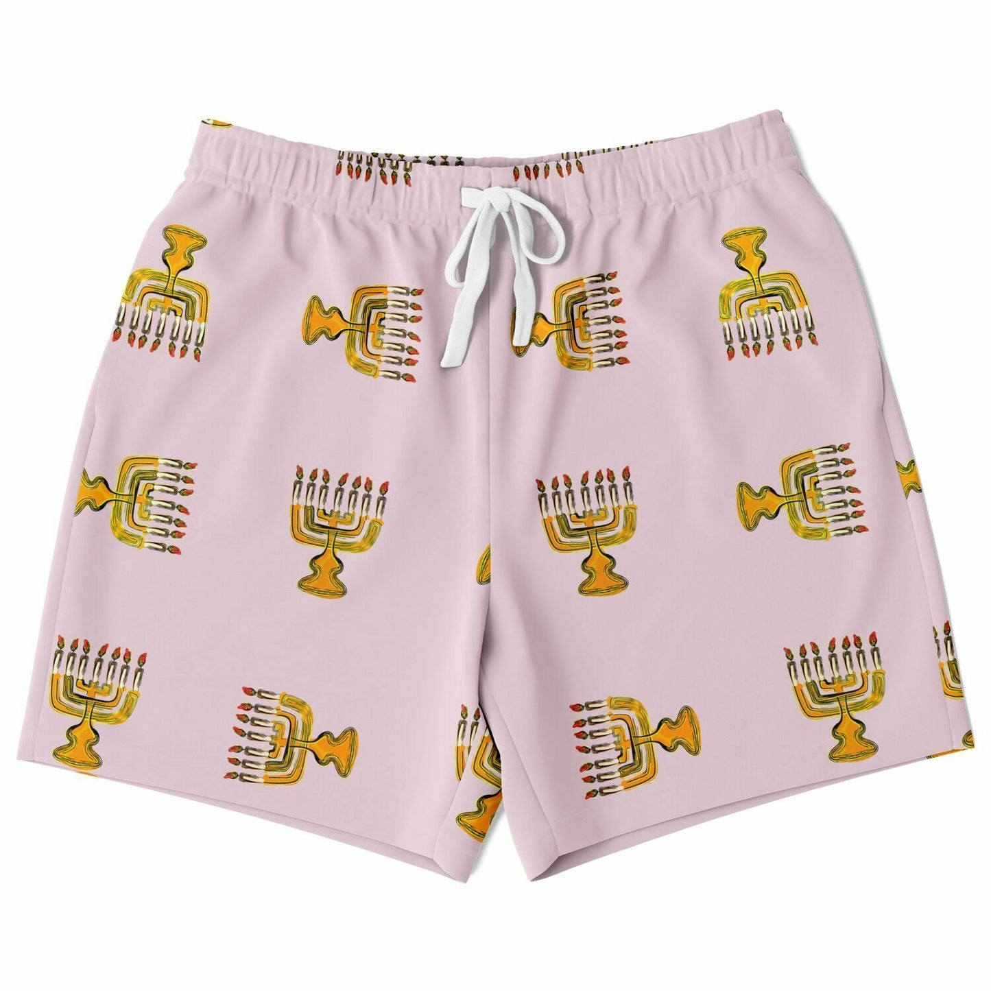 Hebrew Israelite Menorah Pattern Casual Shorts Salmon
