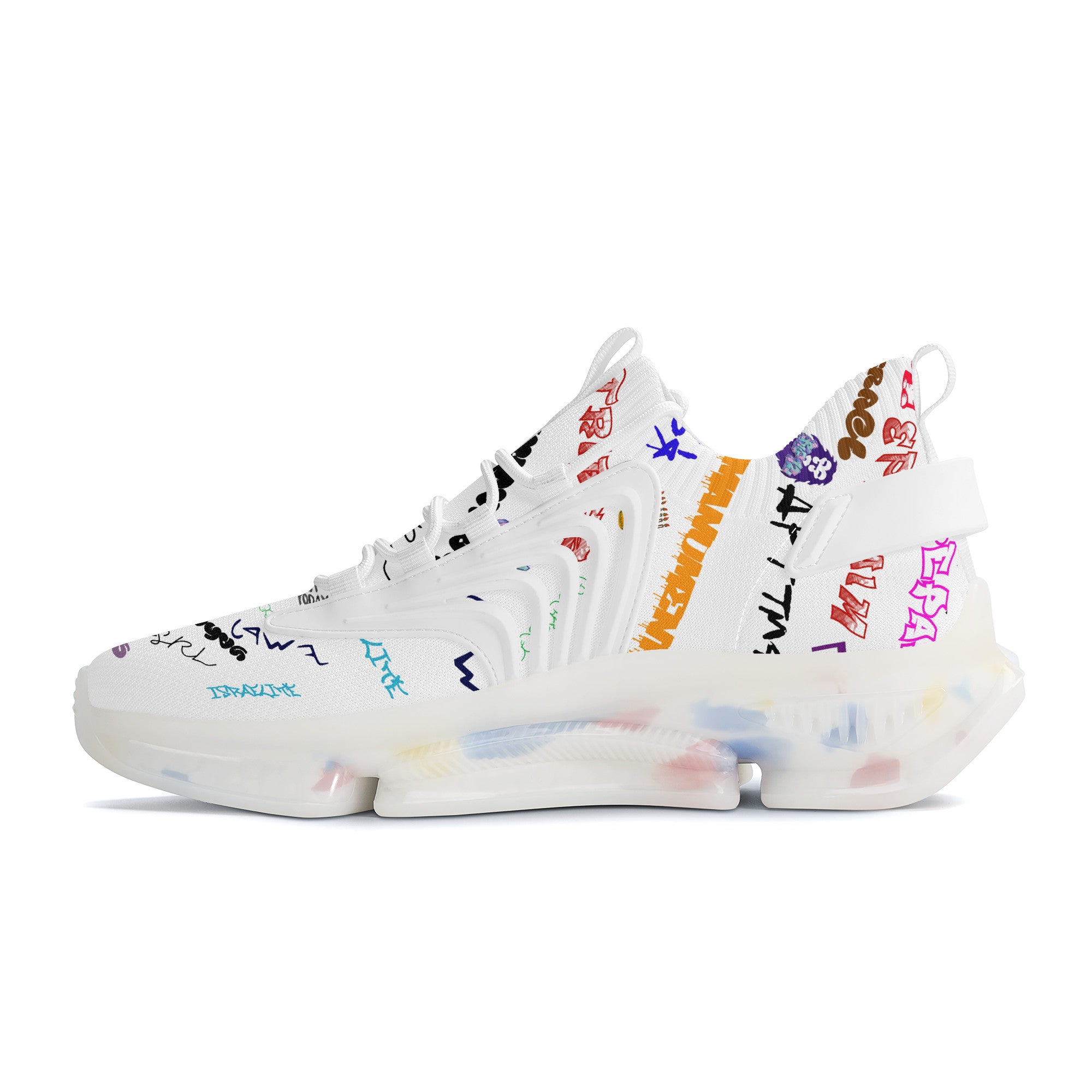 House Of Joseph Co Hebrew Scribbles Reaction Athletic Sneakers White