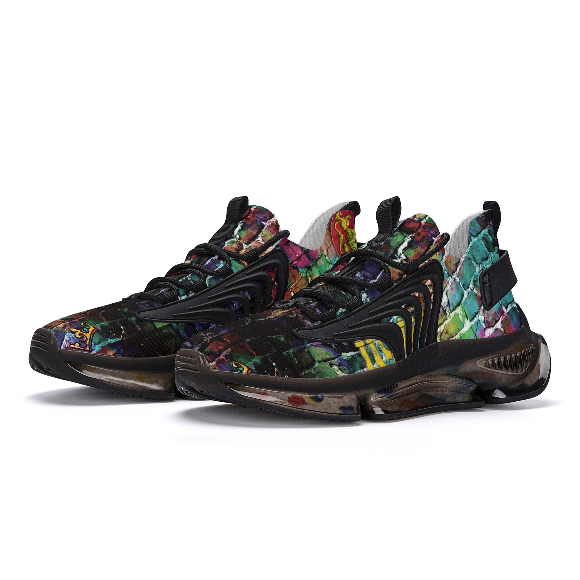 Custom Hebrew Israelite Judah Graffiti Reaction Athletic Sneakers - Black