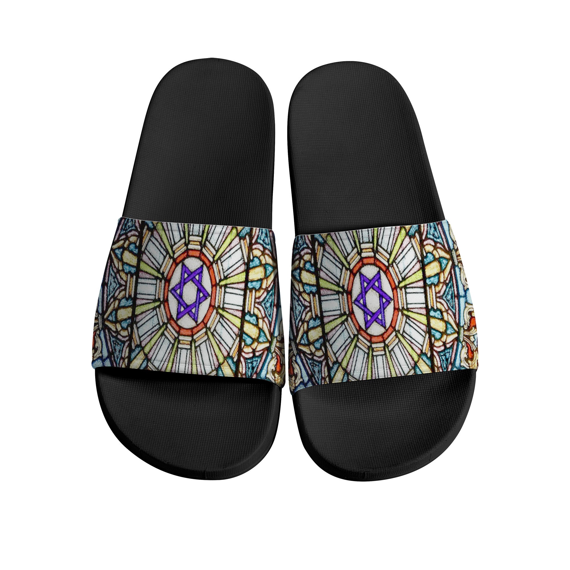 Mosaic 12 Tribes Of Israel D30 Slide Sandals - Black