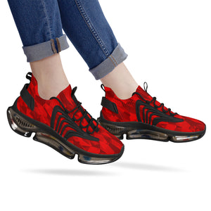 Custom Hebrew Israelite Red Digital Camo Reaction Athletic Sneakers - Black