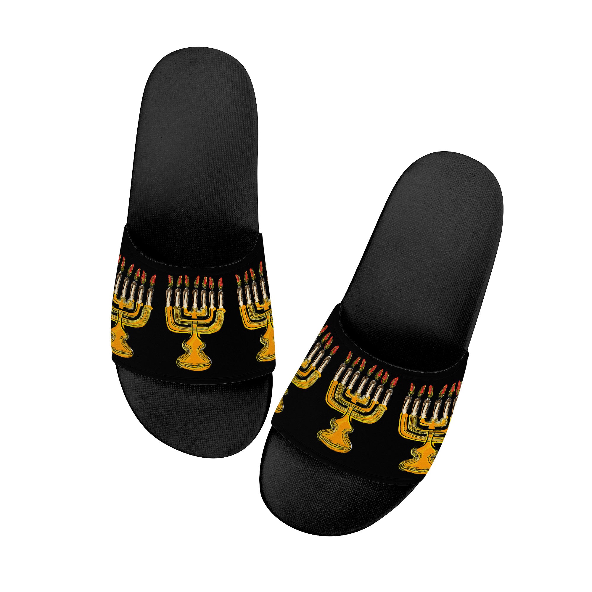 Menorah Slide Sandals - Black